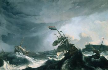 Ludolf Backhuysen : Ships in Distress in a Heavy Storm